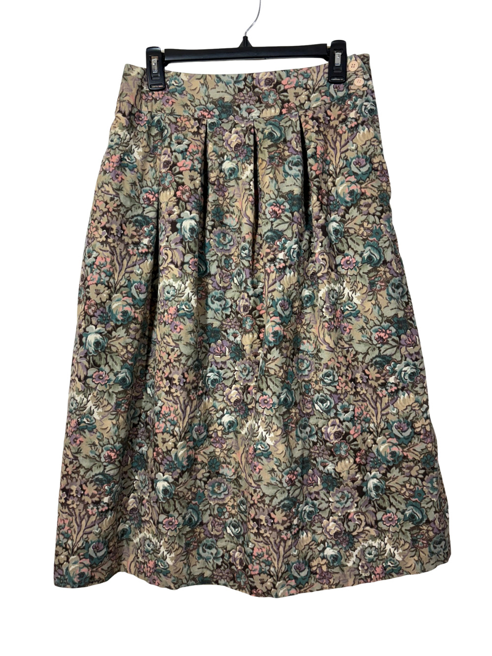 Floral Corduroy Vintage 80s Wildflower Print Cottagecore Pastel Midi 12 Preppy